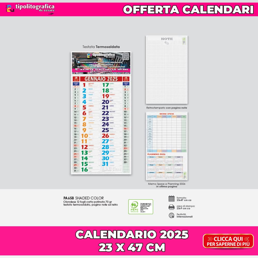 calendario personalizzato 2025 offerta